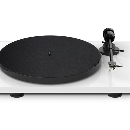 Pro-Ject E1 belt-drive turntable in white with black platter and tonearm