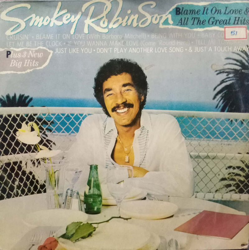 Smoky Robinson Blame It On Love And All The Great Hits — LP vinyl record cover
