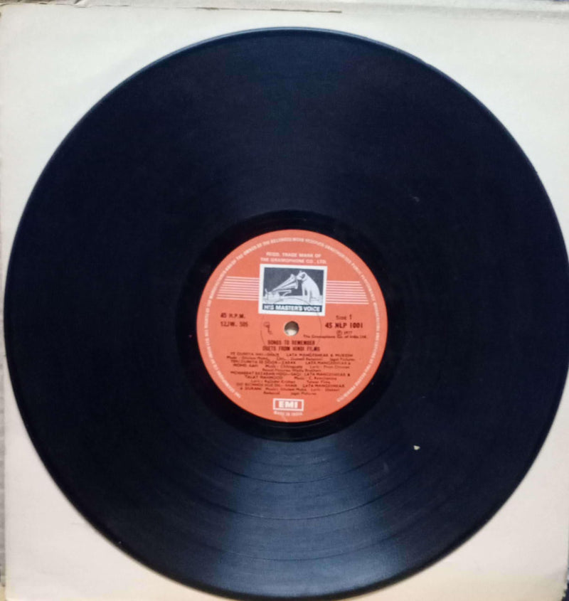 To Remember Duets From Hindi Films — Bollywood LP vinyl record cover