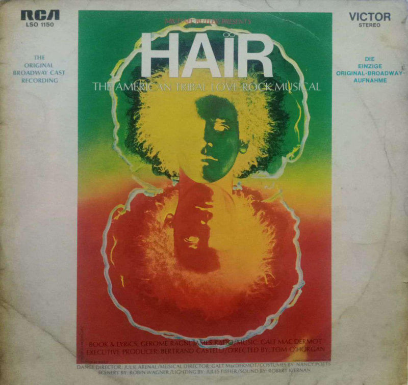 Thre Original Broadway Cast Recording Hair — LP vinyl record cover