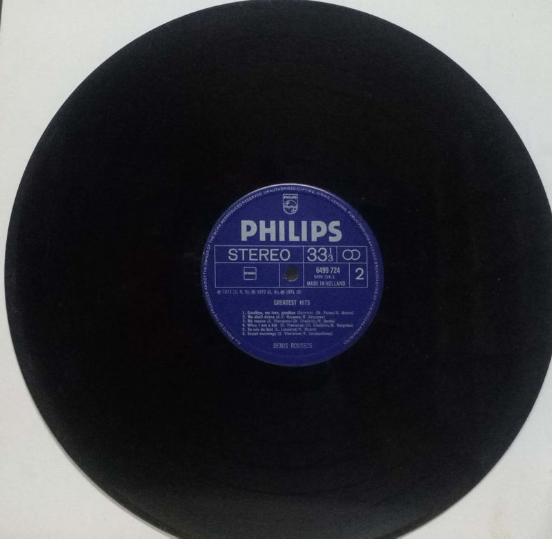 No Sleeve by Greatest Hits Demis Roussos — LP vinyl record cover