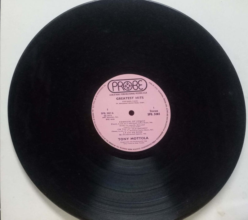No Sleeve by Greatest Hits Tony Mottola — LP vinyl record cover