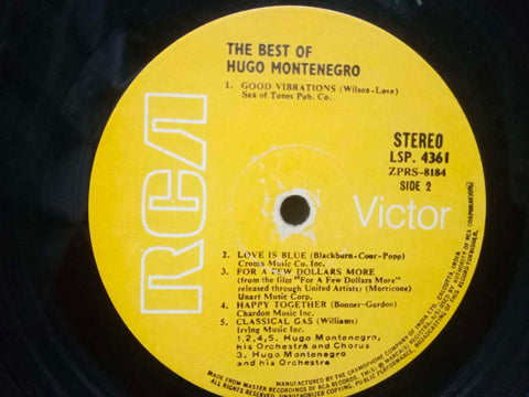 THE BEST OF HUGO MONTENEGRO - ENGLISH VINYL LP - NO SLEEVE