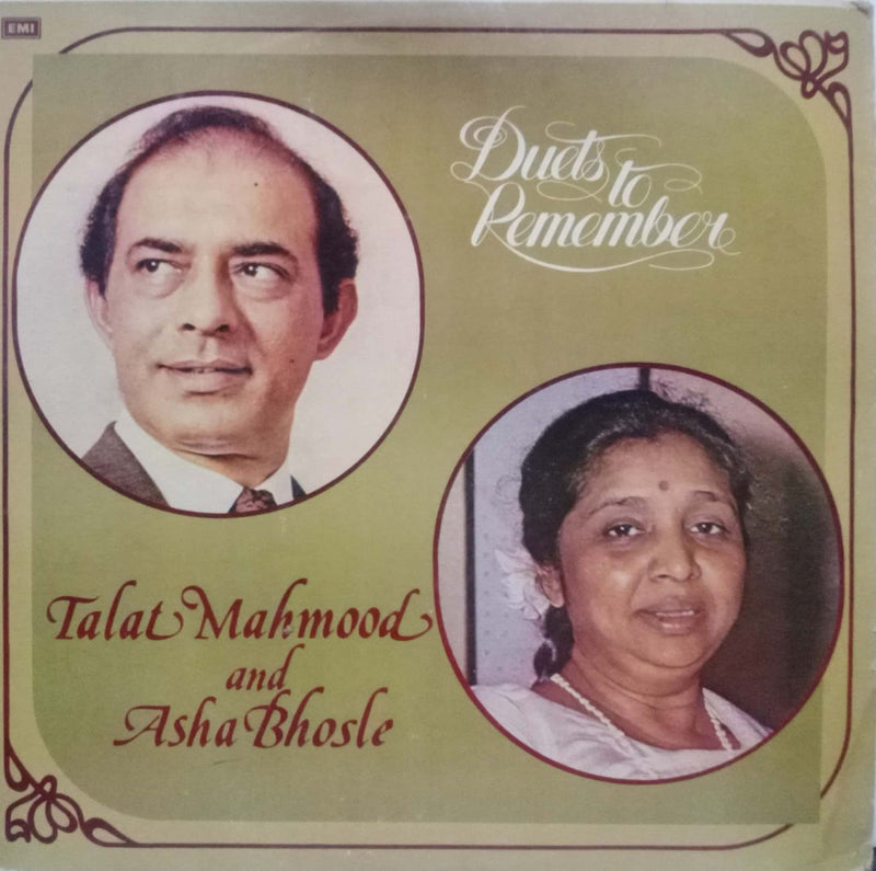 Duets To Remember Talat Mahmood And Asha Bhosle — LP vinyl record cover