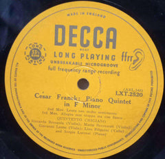 CESAR FRANCK PIANO QUINTET IN F MINOR - ENGLISH VINYL LP