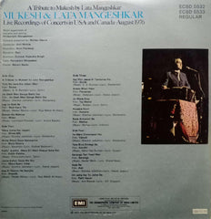 MUKESH AND LATAMANGESHKAR LIVE RECORDING OF CONCERTO IN USA AND CANADA AUGUST 1976-Hindi vinyl LP