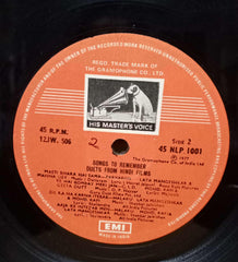 SONGS TO REMEMBER DUETS FROM HINDI FILMS - Hindi vinyl LP
