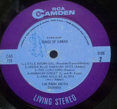 SONGS OF HAWAII - ENGLISH VINYL LP