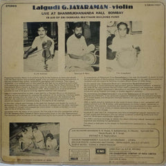 LALGUDI G. JAYARAMAN VIOLIN LIVE AT SHANMUKHANANDA HALL BOMBAY - VINYL LP