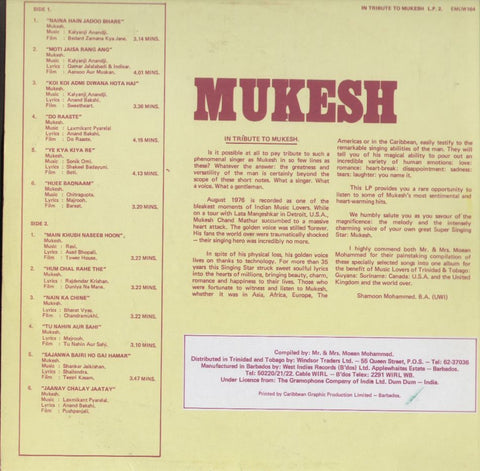 In tribute to Mukesh Bollywood Vinyl LP