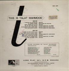 Talat Mahmood - This is Talat Mahmood - Indian Vinyl LP