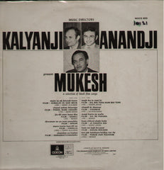 Mukesh - Presented by Kalyanji Anandji Bollywood Vinyl LP