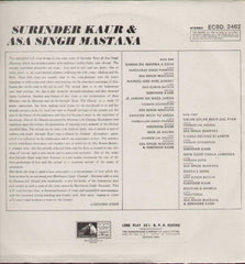 Surinder Kaur And Asa Singh Mastana Bollywood Vinyl LP