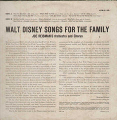Walt Disney Songs For The Family Joe Reisman's Orchestra English Vinyl LP