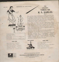 The Golden Voice Of K.L. Saigal Vol 3 Bollywood Vinyl LP