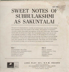 Sweet Notes Of Subbulakshmi As Sakuntalai Bollywood Vinyl LP