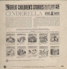 Great Children Stories Cinderella Hansel And Gretel English Vinyl LP