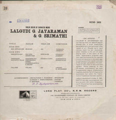 Lalgudi G. Jayaraman And G. Srimathi Bollywood Vinyl LP- First Press