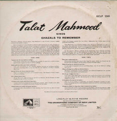 Ghazals To Remember Talat Mahmood Bollywood Vinyl LP
