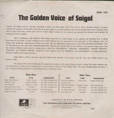 Memories Of Greatness The Golden Voice Of K.L. Saigal Bollywood Vinyl LP