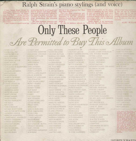 Ralph Strain's Piano Stylings (And Voice) Only These People English Vinyl LP