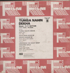 Tumsa Nahin Dekha 1960 Bollywood Vinyl LP