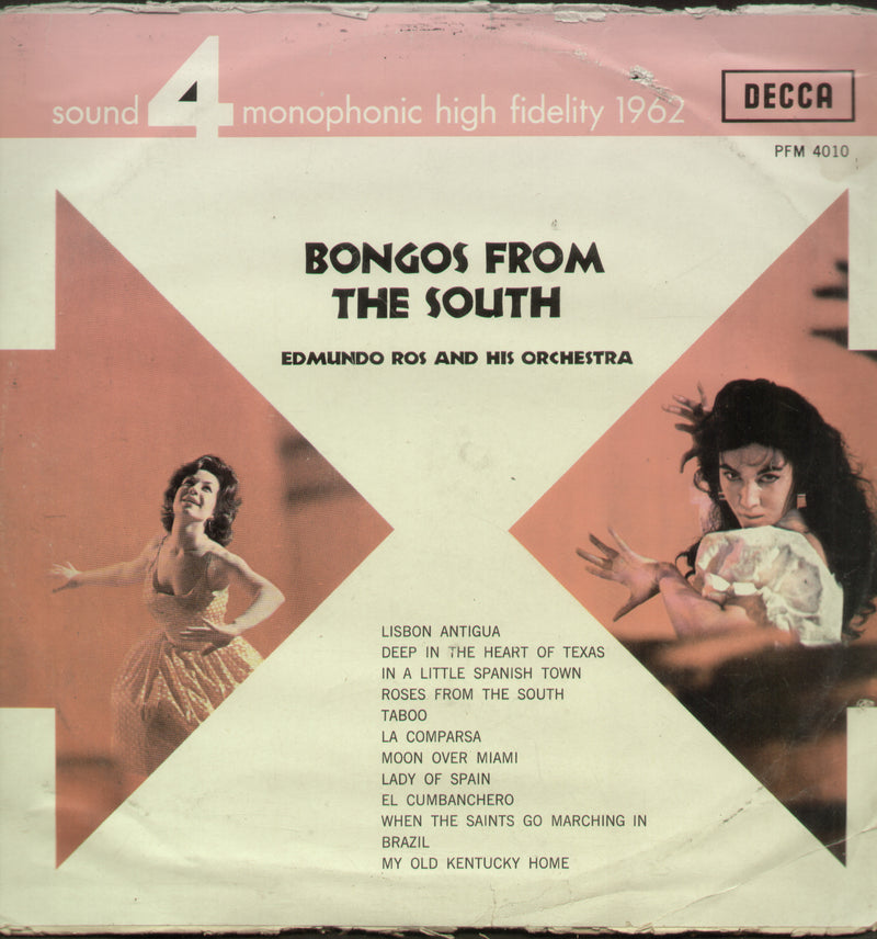 Bongos From The South Edmundo Ros And His Orchestra — LP vinyl record cover