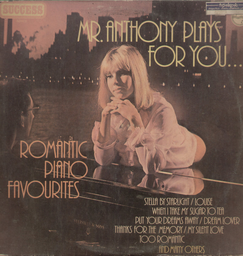 Mr. Anthony Plays for You Romantic Piano Favourites — LP vinyl record cover