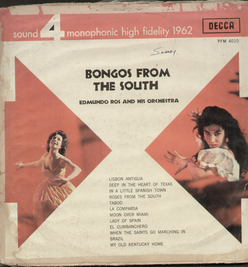 Bongos From The South Edmundo Ros And His Orchestra — LP vinyl record cover