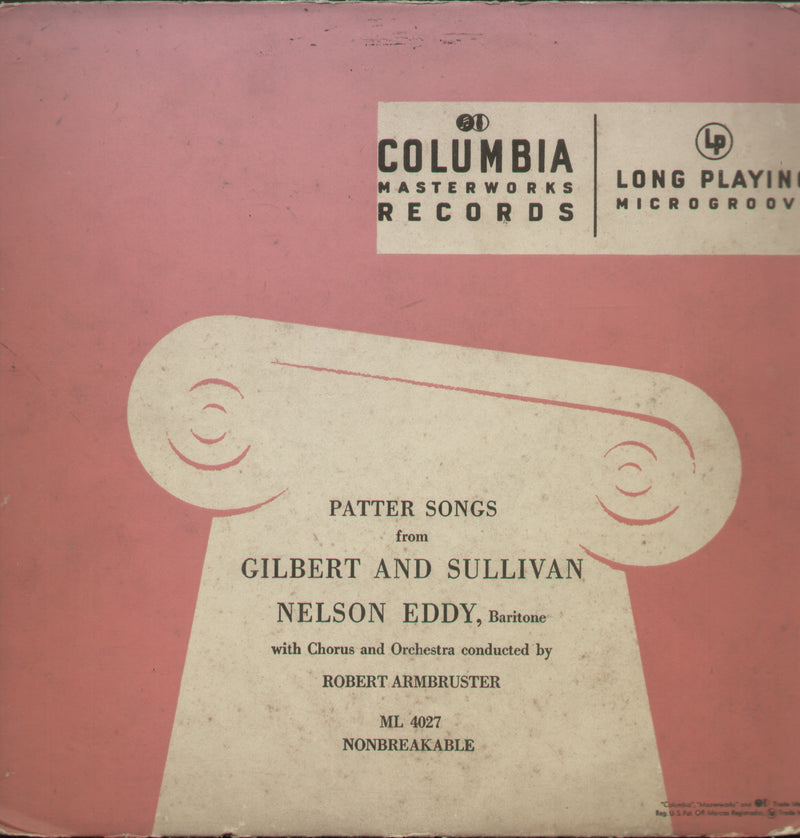 Petter Songs from Gilbert and Sullivan Nelson Eddy — LP vinyl record cover