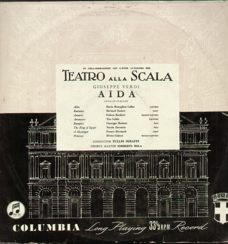 Theatro Alla Scala Giuseppe Verdi Aida — LP vinyl record cover