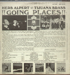 Herb Alpert And The Tijuana Brass Going Places - English Bollywood Vinyl LP