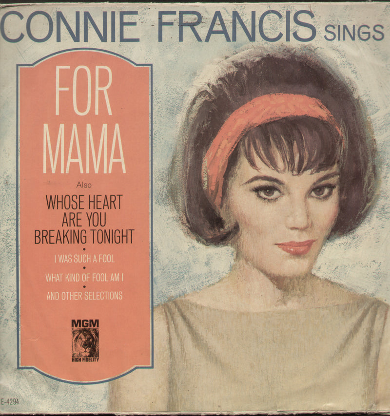 Connie Francis Sings for Mama also Whose Heart are you Breaking Tonight — LP vinyl record cover