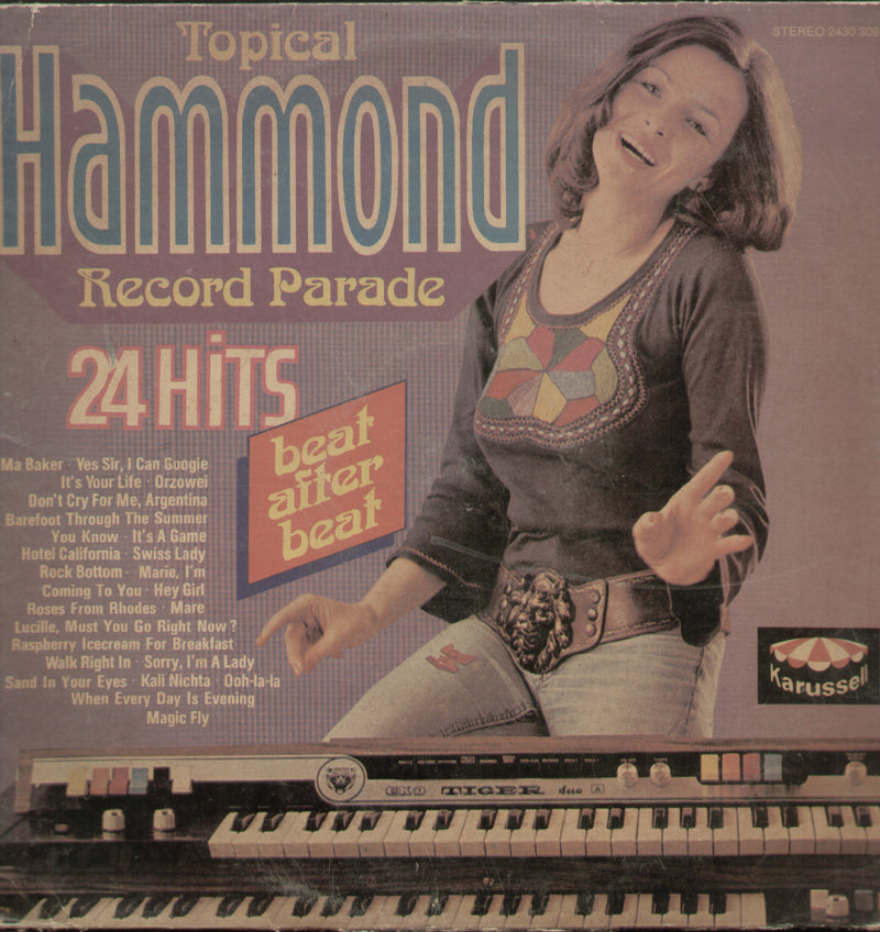 Topical Hammond Record Parade 24 Hits — LP vinyl record cover