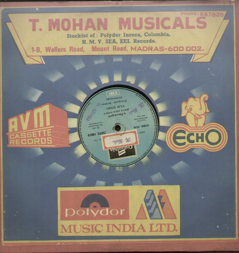 Urimai Kural Film Story 1975 — 1975 Tamil LP vinyl record cover