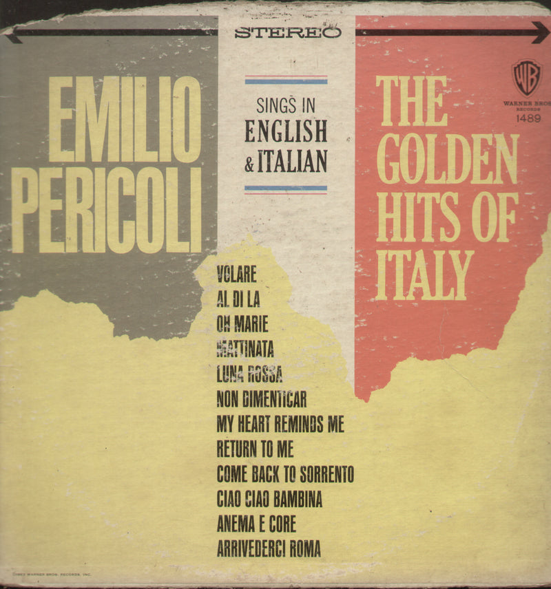 Emilio Pericoli Sings The Golden Hits Of Italy In English And Italian — LP vinyl record cover