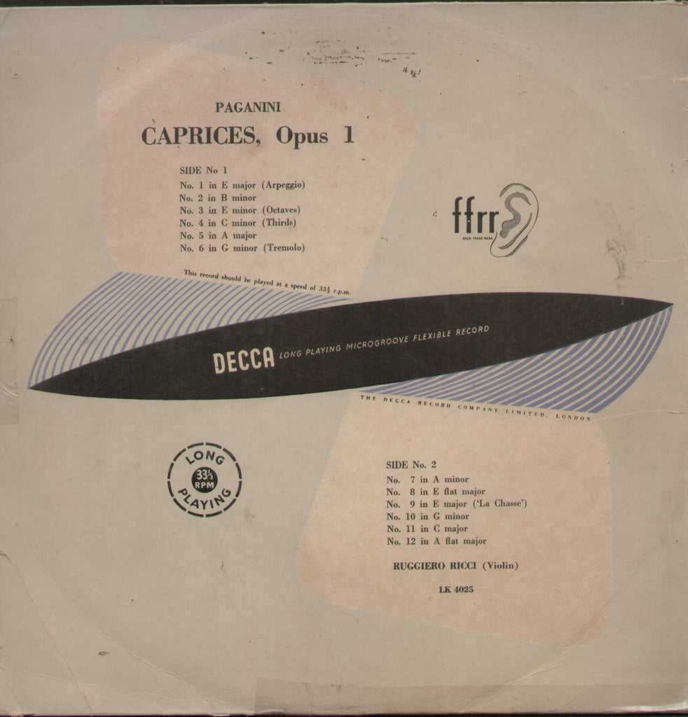 Paganini Caprices, Opus 1 - English Bollywood Vinyl LP