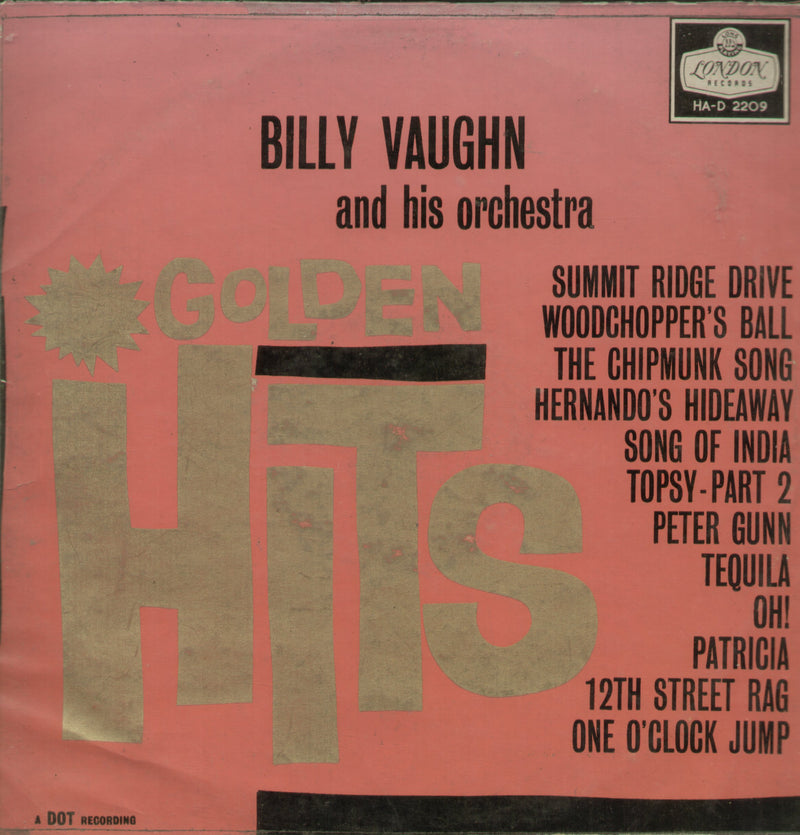 Billy Vaughn And His Orchestra Golden Hits — LP vinyl record cover
