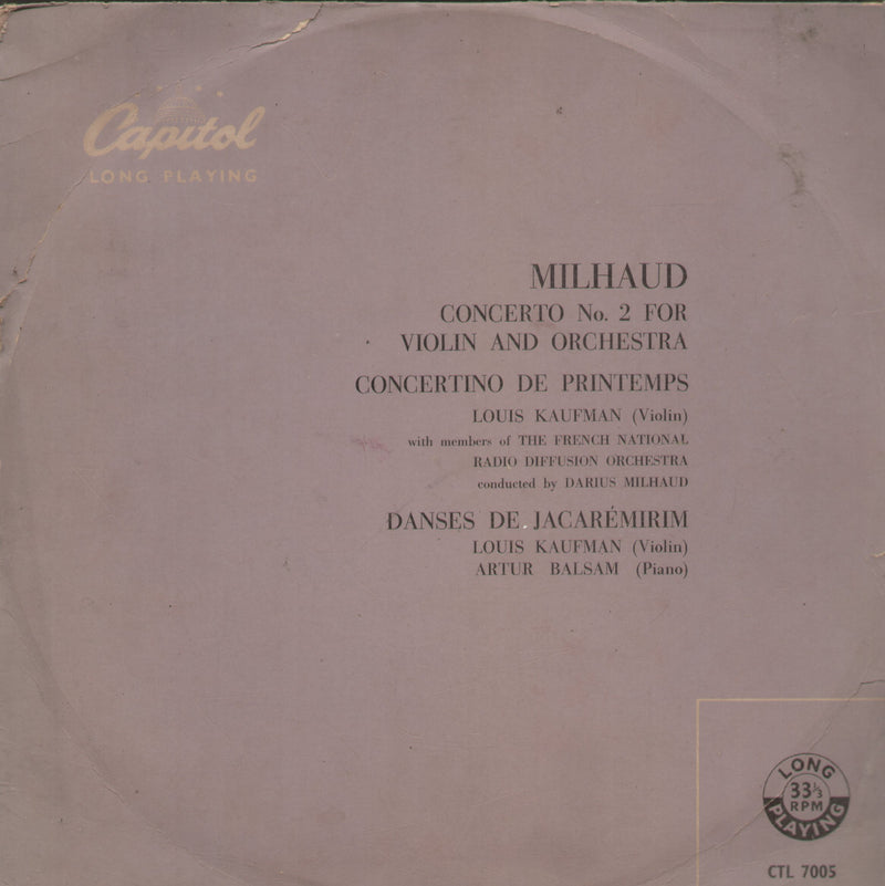 Milhaud — LP vinyl record cover
