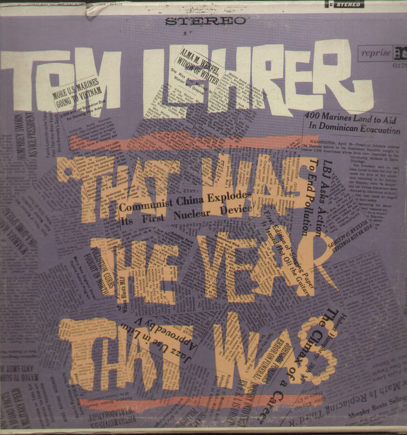 That Was The Year That Was Tom Lehrer — LP vinyl record cover