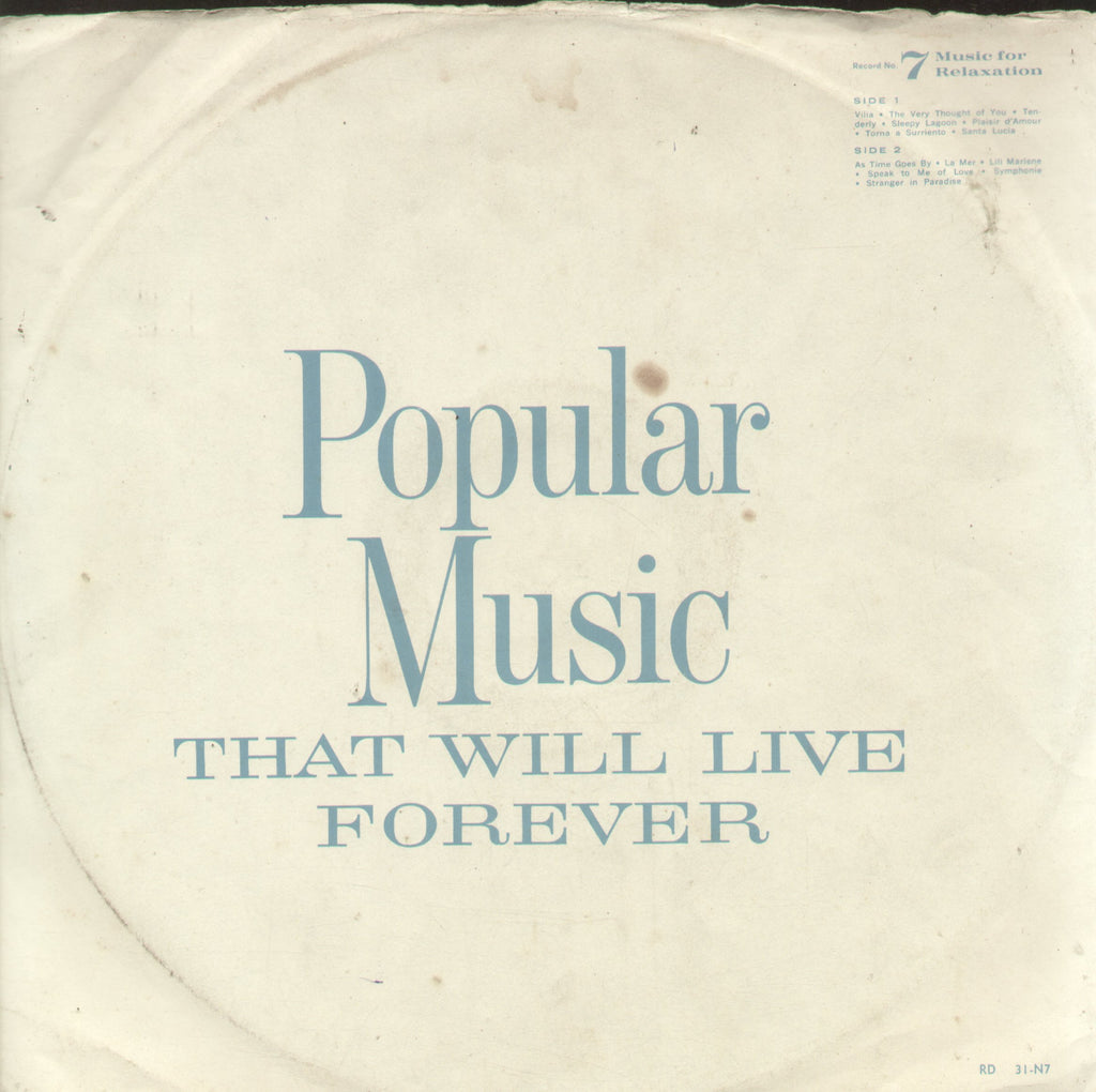 Popular Music That Will Live Forever - English Bollywood Vinyl LP