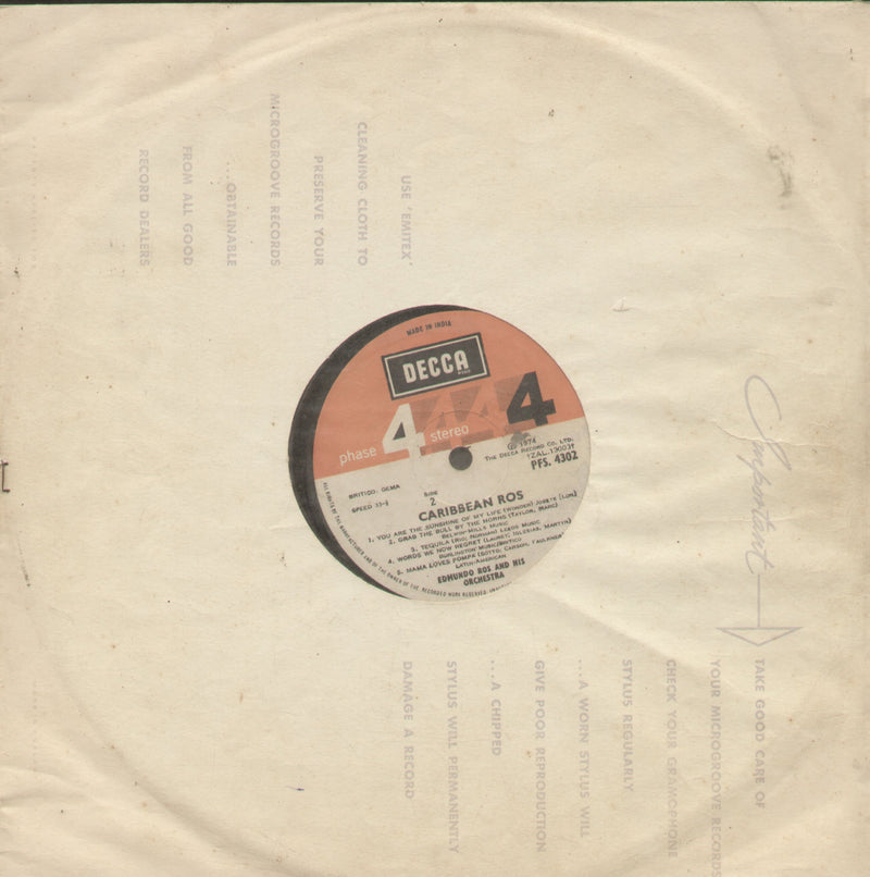 No Sleeve by Caribbean Ros Edmundo Ros And His Orchestra — LP vinyl record cover