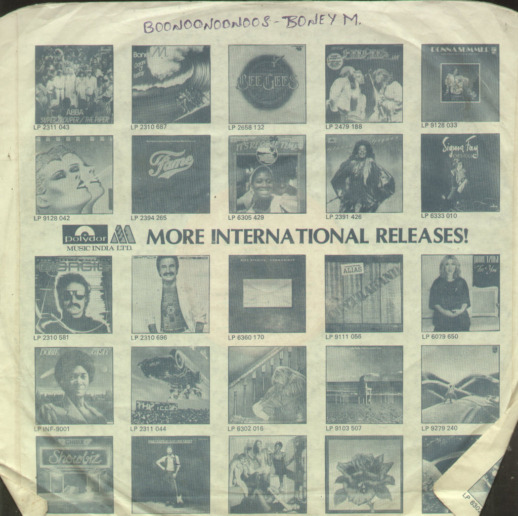 Boney M. Boonoonoonoos - English Bollywood Vinyl LP - No Sleeve