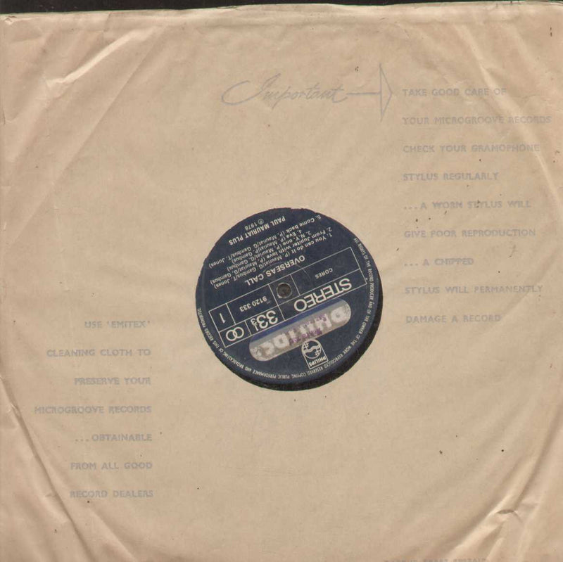 Overseas Call by Paul Mauriat Plus — 1978 LP vinyl record cover
