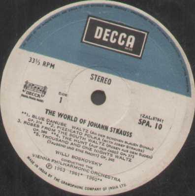Johann Strauss, The World Of Johann Strauss 1961 — 1961 LP vinyl record cover