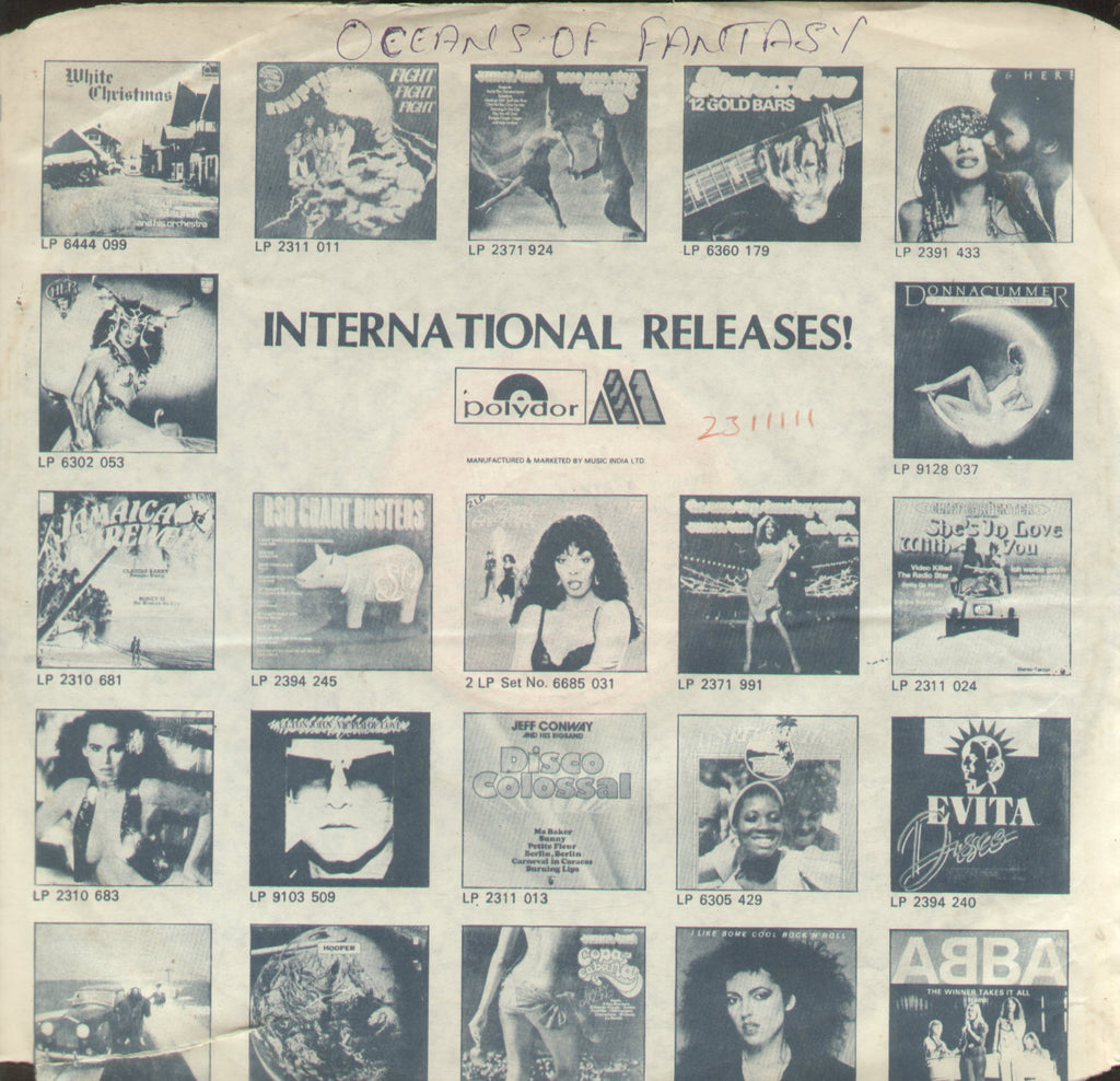 Boney M. Oceans Of Fantasy - English Bollywood Vinyl LP - No Sleeve