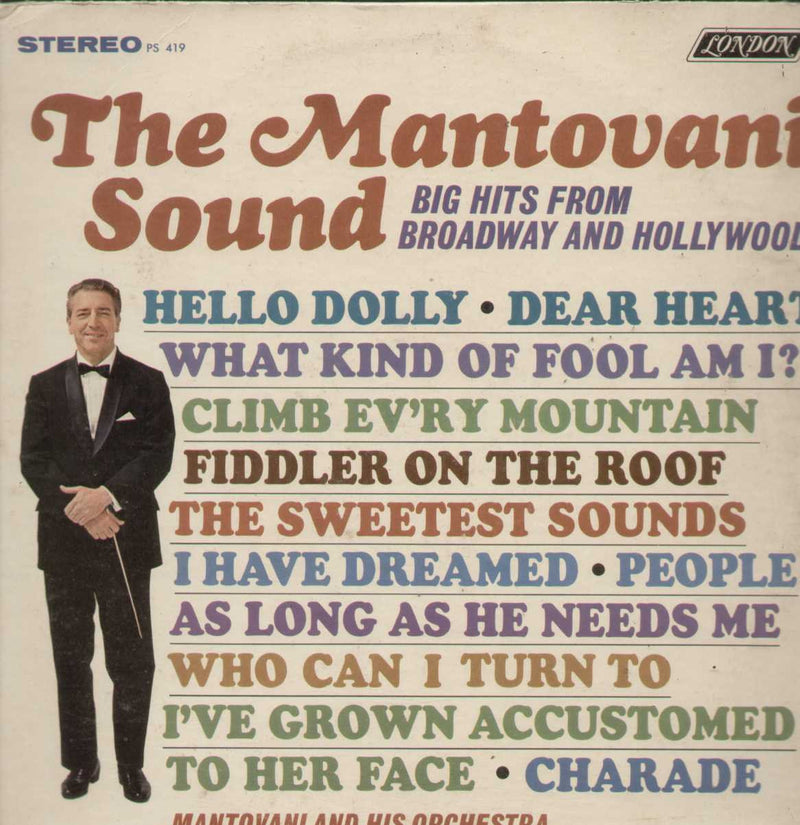 Mantovani The Mantovani Sound Big Hits From Broadway And Hollywood — LP vinyl record cover