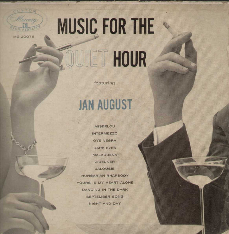 SIGNED Rare Autographed Jan August Music for the Quiet Hour — LP vinyl record cover