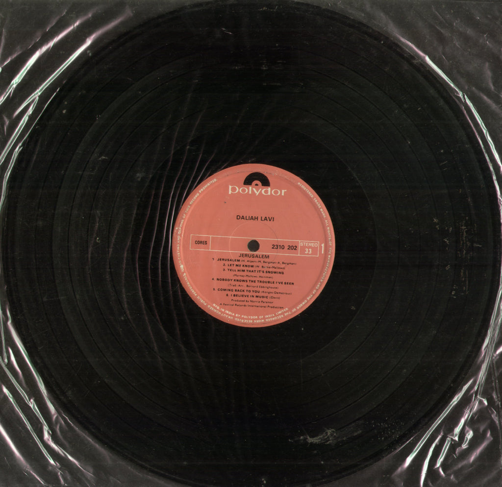 Daliah Lavi Jerusalem - English Bollywood Vinyl LP - No Sleeve