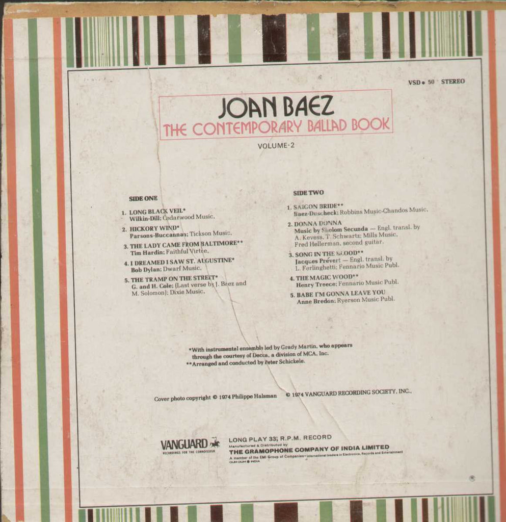 JOAN BAEZ THE CONTEMPORARY BALLAD BOOK GREATEST HITS English Vinyl LP